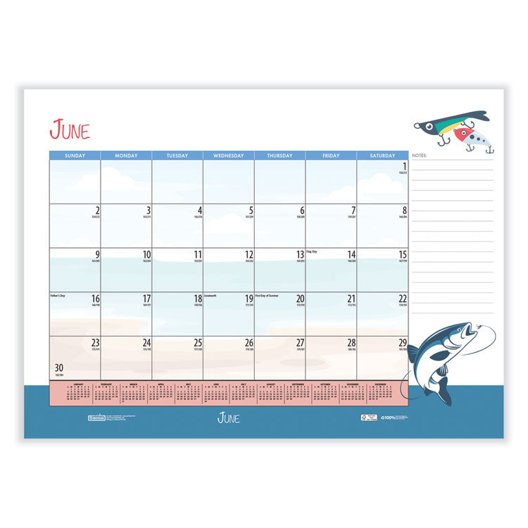 House of Doolittle™ Recycled Desk Pad Calendar, Illustrated Seasons Artwork, 22 x 17, Black Binding/Corners,12-Month (Jan to Dec): 2026 (HOD139) Each