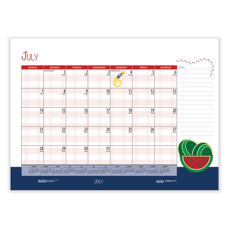 House of Doolittle™ Recycled Desk Pad Calendar, Illustrated Seasons Artwork, 22 x 17, Black Binding/Corners,12-Month (Jan to Dec): 2026 (HOD139) Each