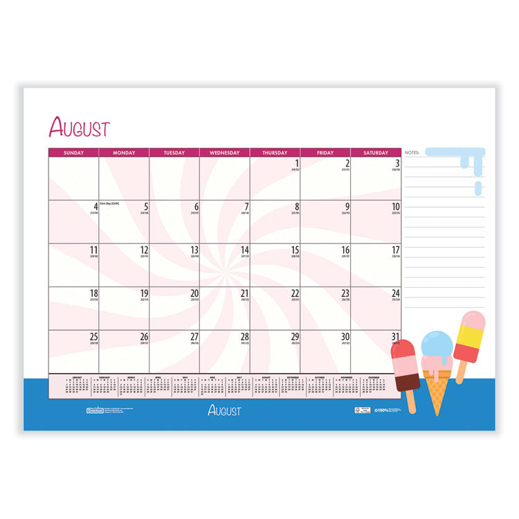 House of Doolittle™ Recycled Desk Pad Calendar, Illustrated Seasons Artwork, 22 x 17, Black Binding/Corners,12-Month (Jan to Dec): 2026 (HOD139) Each