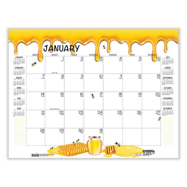 House of Doolittle™ Recycled Honeycomb Desk Pad Calendar, Honeycomb Artwork, 22 x 17, White/Multicolor Sheets, 12-Month (Jan to Dec): 2026 (HOD156) Each