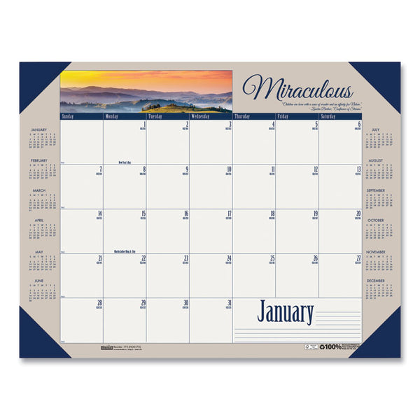 House of Doolittle™ Earthscapes Recycled Monthly Desk Pad Calendar, Motivational Photos, 22 x 17, Blue Binding/Corners, 12-Month (Jan-Dec): 2026 (HOD175) Each