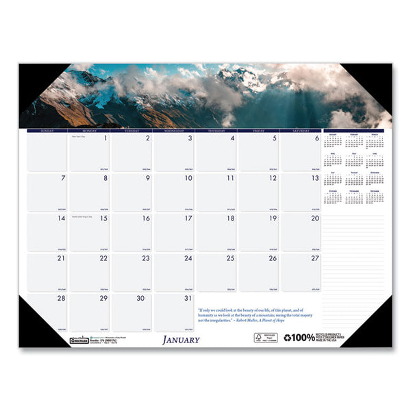 House of Doolittle™ Earthscapes Recycled Monthly Desk Pad Calendar, Mountains of the World Photos, 22 x 17, Black Corners,12-Month(Jan-Dec): 2026 (HOD176) Each