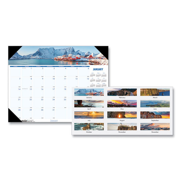 House of Doolittle™ Earthscapes Recycled Monthly Desk Pad Calendar, Coastlines Photos, 22 x 17, Black Binding/Corners,12-Month (Jan-Dec): 2026 (HOD178) Each