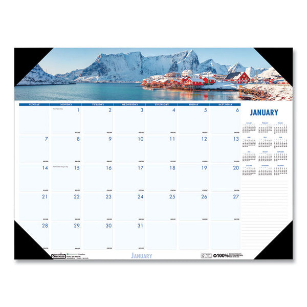 House of Doolittle™ Earthscapes Recycled Monthly Desk Pad Calendar, Coastlines Photos, 22 x 17, Black Binding/Corners,12-Month (Jan-Dec): 2026 (HOD178) Each