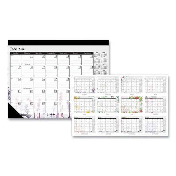 House of Doolittle™ Recycled Desk Pad Calendar, Wild Flowers Artwork, 22 x 17, White Sheets, Black Binding/Corners,12-Month (Jan-Dec): 2026 (HOD197) Each