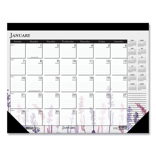 House of Doolittle™ Recycled Desk Pad Calendar, Wild Flowers Artwork, 22 x 17, White Sheets, Black Binding/Corners,12-Month (Jan-Dec): 2026 (HOD197) Each