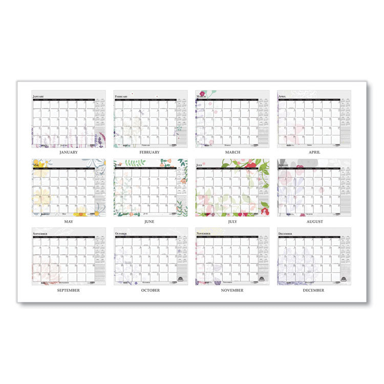 House of Doolittle™ Recycled Desk Pad Calendar, Wild Flowers Artwork, 22 x 17, White Sheets, Black Binding/Corners,12-Month (Jan-Dec): 2026 (HOD197) Each