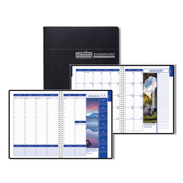 House of Doolittle™ Earthscapes Recycled Weekly/Monthly Appointment Book, Landscape Photos, 11 x 8.5, Black Soft Cover, 12-Month (Jan-Dec): 2026 (HOD273) Each