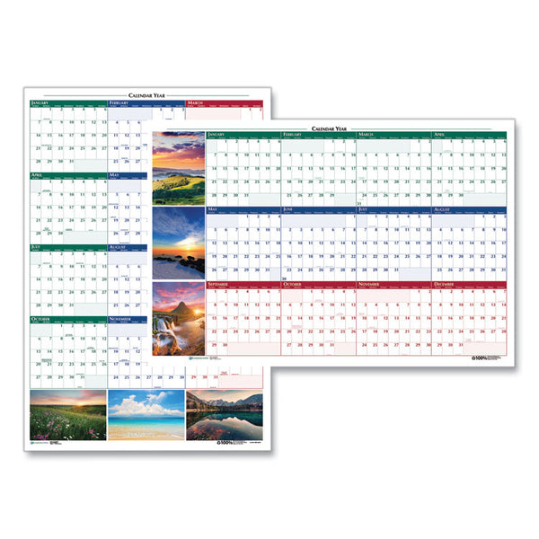 House of Doolittle™ Earthscapes Recycled Reversible/Erasable Yearly Wall Calendar, Nature Photos, 24 x 37, White Sheets, 12-Month (Jan-Dec): 2024 (HOD393)