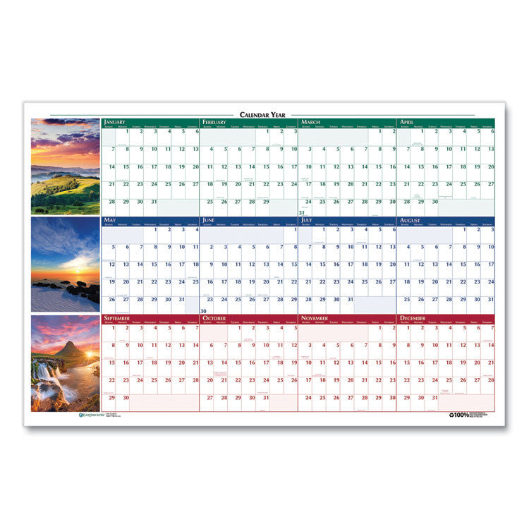 House of Doolittle™ Earthscapes Recycled Reversible/Erasable Yearly Wall Calendar, Nature Photos, 24 x 37, White Sheets, 12-Month (Jan-Dec): 2024 (HOD393)