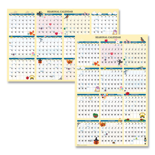 House of Doolittle™ Recycled Seasonal Laminated Wall Calendar, Illustrated Seasons Artwork, 24 x 37, 12-Month (Jan to Dec): 2026 (HOD3983) Each
