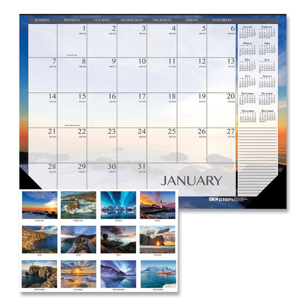 House of Doolittle™ Recycled Earthscapes Desk Pad Calendar, Seascapes Photography, 22 x 17, Black Binding/Corners,12-Month (Jan to Dec): 2026 (HOD138) Each