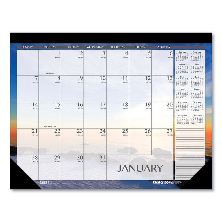 House of Doolittle™ Recycled Earthscapes Desk Pad Calendar, Seascapes Photography, 22 x 17, Black Binding/Corners,12-Month (Jan to Dec): 2026 (HOD138) Each
