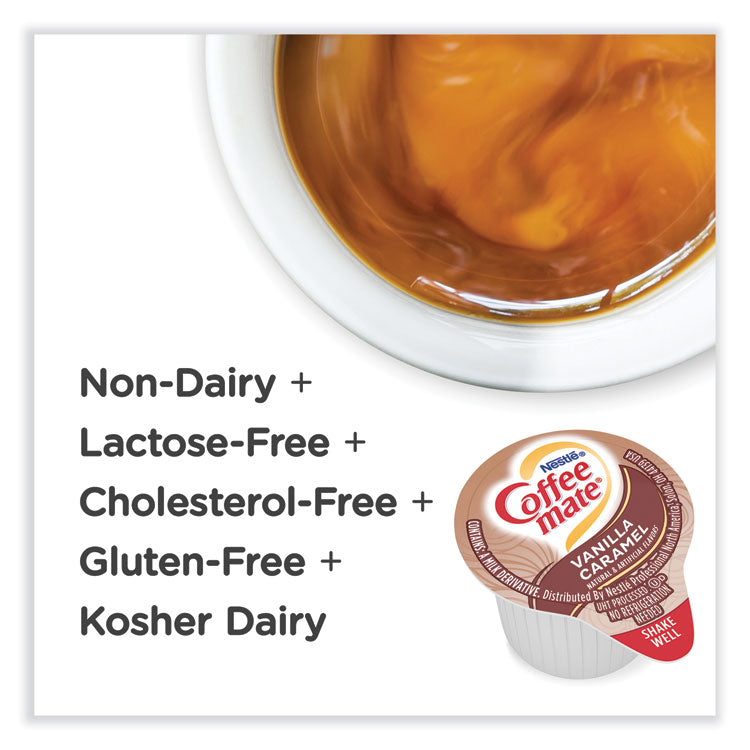 Coffee mate® 180 Count Bulk Liquid Coffee Creamer, Vanilla Caramel, 0.38 oz, 180/Carton (NES63338CT) Case of 180