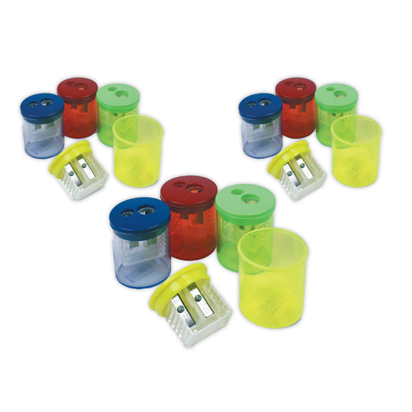 The Pencil Grip™ Eisen Sharpeners. Two-Hole, 1.5 x 1.75, Assorted Colors, 12/Pack (TPGESN51312) Box of 12