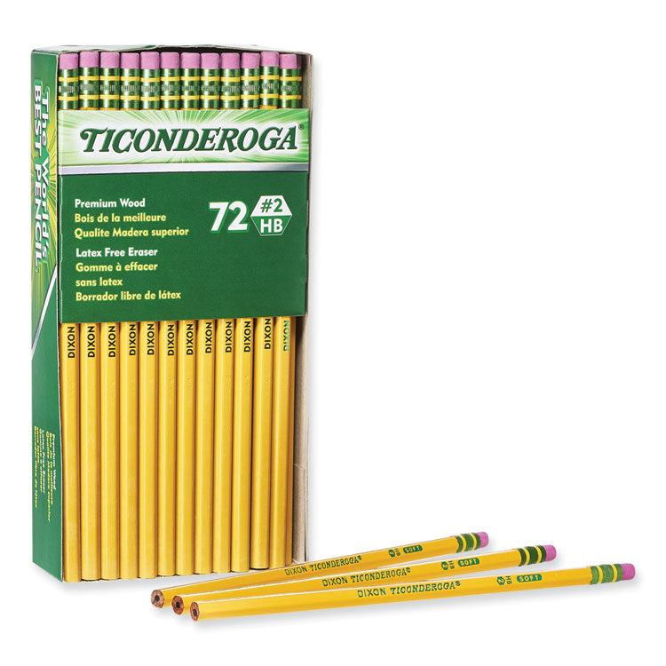 Ticonderoga® Pencils, HB (#2), Black Lead, Yellow Barrel, 72/Pack (DIXX33904X)