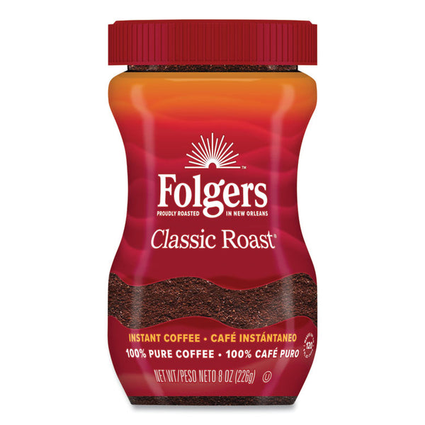 Folgers® Instant Coffee Crystals, Classic Roast, 8 oz Jar, Medium (FOL20629) Each