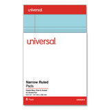 Universal® Perforated Ruled Writing Pads, Narrow Rule, Red Headband, 50 Assorted Pastels 5 x 8 Sheets, 6/Pack (UNV63016) Pack of 6