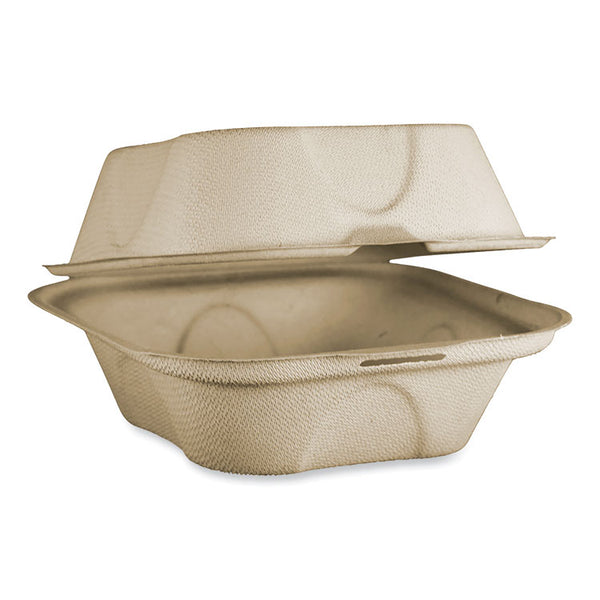 World Centric® Fiber Hinged Containers, Burger Box, 6.5 x 6 x 3.2, Natural, Paper, 500/Carton (WORTOSCU15BLFP) Case of 500