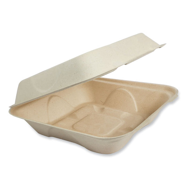 World Centric® Fiber Hinged Containers, 3-Compartments, 7 x 8.3 x 3.2, Natural, Paper, 300/Carton (WORTOSCU853LFP) Case of 300