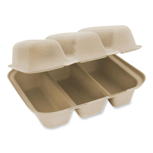 World Centric® Fiber Hinged Containers, 8.8 x 8.2 x 2.9, Natural, Paper, 300/Carton (WORTOSCT3LFS) Case of 300