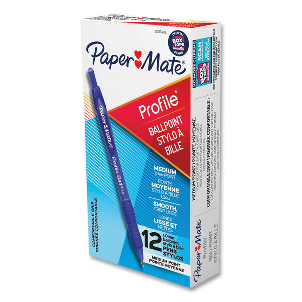 Paper Mate® Profile Ballpoint Pen, Retractable, Medium 1 mm, Blue Ink, Translucent Blue Barrel, Dozen (PAP2095462)