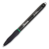 Sharpie® S-Gel™ S-Gel High-Performance Gel Pen, Retractable, Medium 0.7 mm, Green Ink, Black Barrel, Dozen (SAN2126216) 1 Dozen