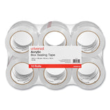 Universal® Deluxe General-Purpose Acrylic Box Sealing Tape, 3" Core, 1.88" x 109 yds, Clear, 12/Pack (UNV66100)