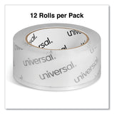 Universal® Deluxe General-Purpose Acrylic Box Sealing Tape, 3" Core, 1.88" x 109 yds, Clear, 12/Pack (UNV66100)