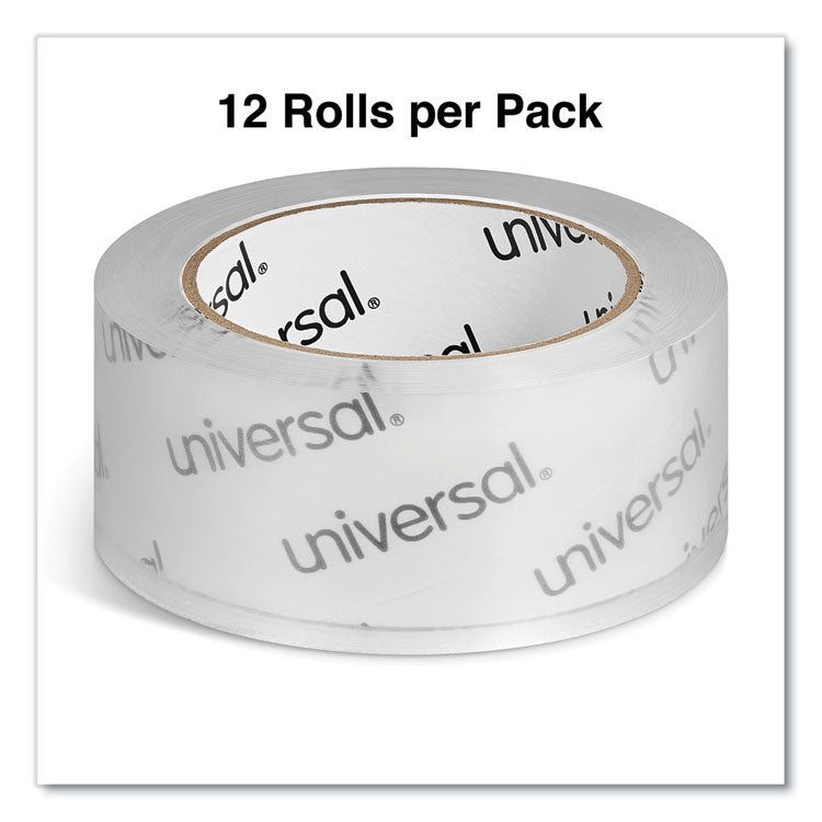 Universal® Deluxe General-Purpose Acrylic Box Sealing Tape, 3" Core, 1.88" x 109 yds, Clear, 12/Pack (UNV66100)