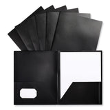 Universal® Two-Pocket Plastic Folders, 100-Sheet Capacity, 11 x 8.5, Black, 10/Pack (UNV20540)