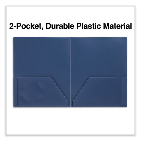 Universal® Two-Pocket Plastic Folders, 100-Sheet Capacity, 11 x 8.5, Navy Blue, 10/Pack (UNV20541)