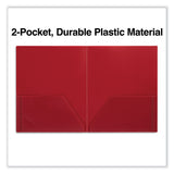 Universal® Two-Pocket Plastic Folders, 100-Sheet Capacity, 11 x 8.5, Red, 10/Pack (UNV20543)