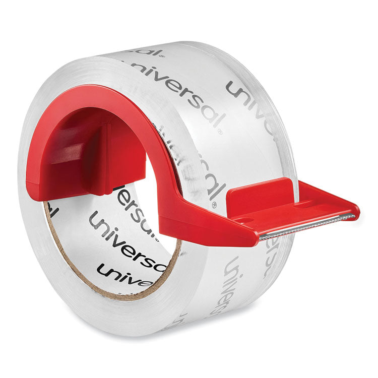 Universal® Heavy-Duty Acrylic Box Sealing Tape with Dispenser, 3" Core, 1.88" x 54.6 yds, Clear, 2/Pack (UNV31102)