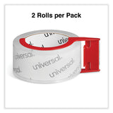 Universal® Heavy-Duty Acrylic Box Sealing Tape with Dispenser, 3" Core, 1.88" x 54.6 yds, Clear, 2/Pack (UNV31102)