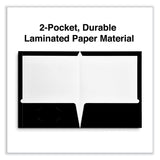 Universal® Laminated Two-Pocket Folder, Cardboard Paper, 100-Sheet Capacity, 11 x 8.5, Black, 25/Box (UNV56416)