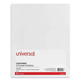 Universal® Laminated Two-Pocket Portfolios, Cardboard Paper, 100-Sheet Capacity, 11 x 8.5, White, 25/Box (UNV56417)