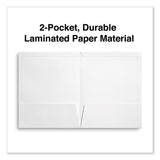 Universal® Laminated Two-Pocket Portfolios, Cardboard Paper, 100-Sheet Capacity, 11 x 8.5, White, 25/Box (UNV56417)