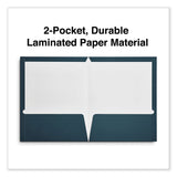 Universal® Laminated Two-Pocket Folder, Cardboard Paper, 100-Sheet Capacity, 11 x 8.5, Navy, 25/Box (UNV56418)