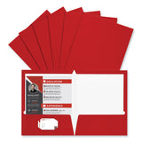 Universal® Laminated Two-Pocket Folder, Cardboard Paper, 100-Sheet Capacity, 11 x 8.5, Red, 25/Box (UNV56420)