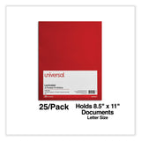 Universal® Laminated Two-Pocket Folder, Cardboard Paper, 100-Sheet Capacity, 11 x 8.5, Red, 25/Box (UNV56420)