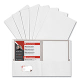 Universal® Two-Pocket Portfolio, Embossed Leather Grain Paper, 11 x 8.5, White, 25/Box (UNV56604)