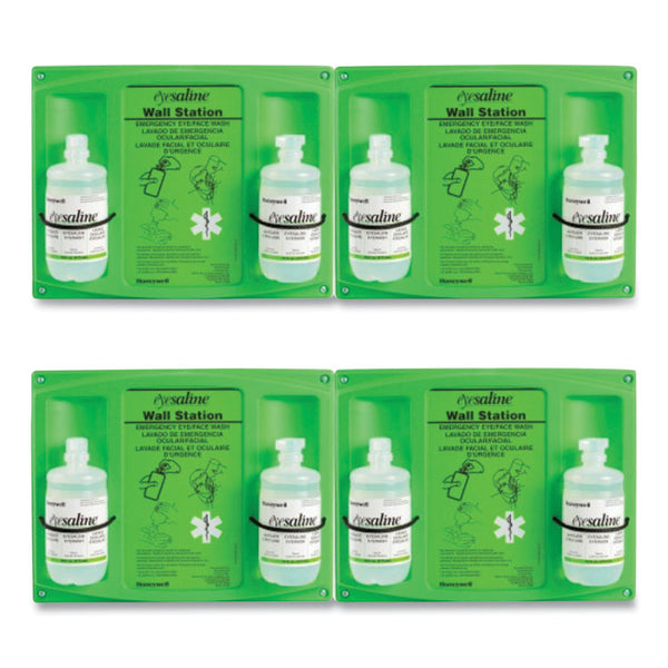 Honeywell Double Bottle Sterile Saline Eye Wash Wall Station, 16 oz Bottles, 2 Bottles/Station, 4 Stations/Carton (FND320004650000) Case of 4