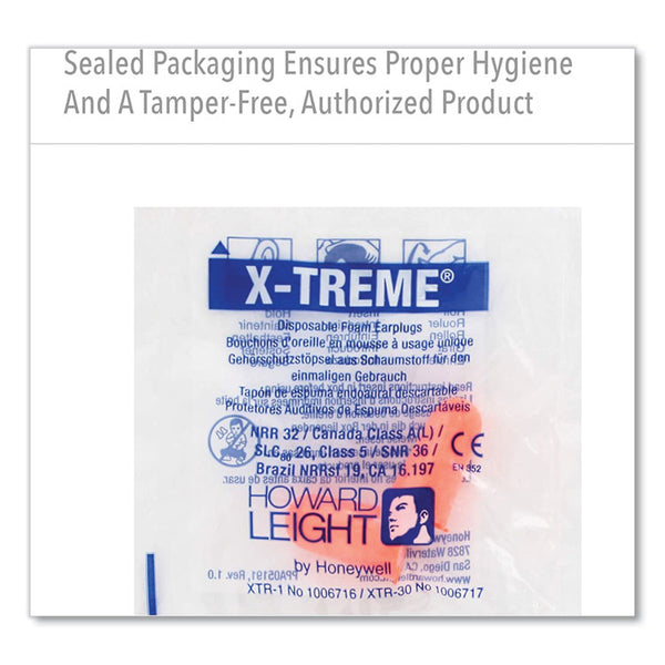 Howard Leight® by Honeywell X-TREME Uncorded Disposable Earplugs, Uncorded, One Size Fits Most, 32 dB, Orange, 2,000/Carton (HOWXTR1) Case of 2000