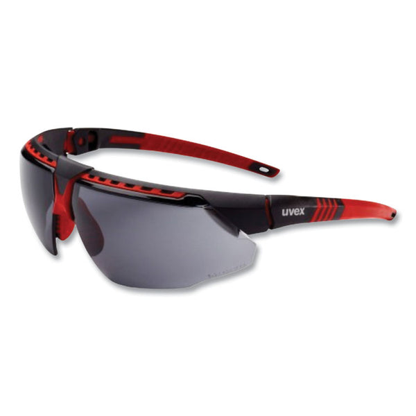 Honeywell Uvex™ Avatar Safety Glasses, Black/Red Polycarbonate Frame, Gray Polycarbonate Lens (UVXS2861HS) Each