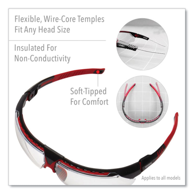 Honeywell Uvex™ Avatar Safety Glasses, Red/Black Polycarbonate Frame, Clear Polycarbonate Lens (UVXS2860HS) Each