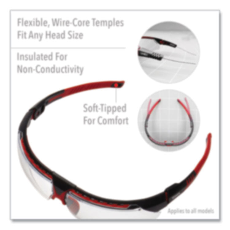 Honeywell Uvex™ Avatar Safety Glasses, Black/Red Polycarbonate Frame, Gray Polycarbonate Lens (UVXS2861HS) Each