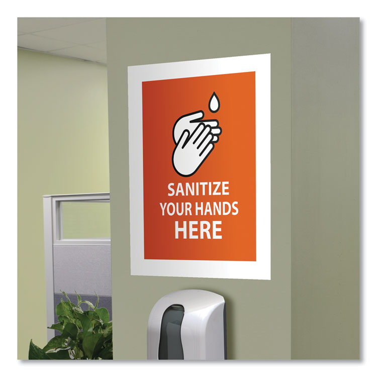deflecto® Self Adhesive Sign Holders, 11 x 17, Clear with White Border, 2/Pack (DEF68886W) Pack of 2