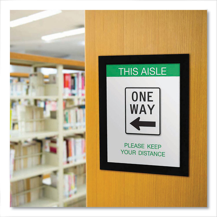 deflecto® Self Adhesive Sign Holders, 8.5 x 11 Insert, Clear with Black Border, 2/Pack (DEF68776B) Pack of 2