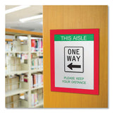 deflecto® Self Adhesive Sign Holders, 11 x 17 Insert, Clear with Red Border, 2/Pack (DEF68886R) Pack of 2